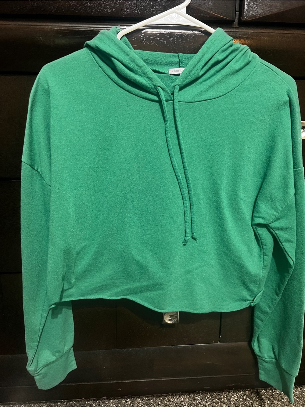 Charlotte Russe Bright Green Cropped Hoodie Sweatshirt